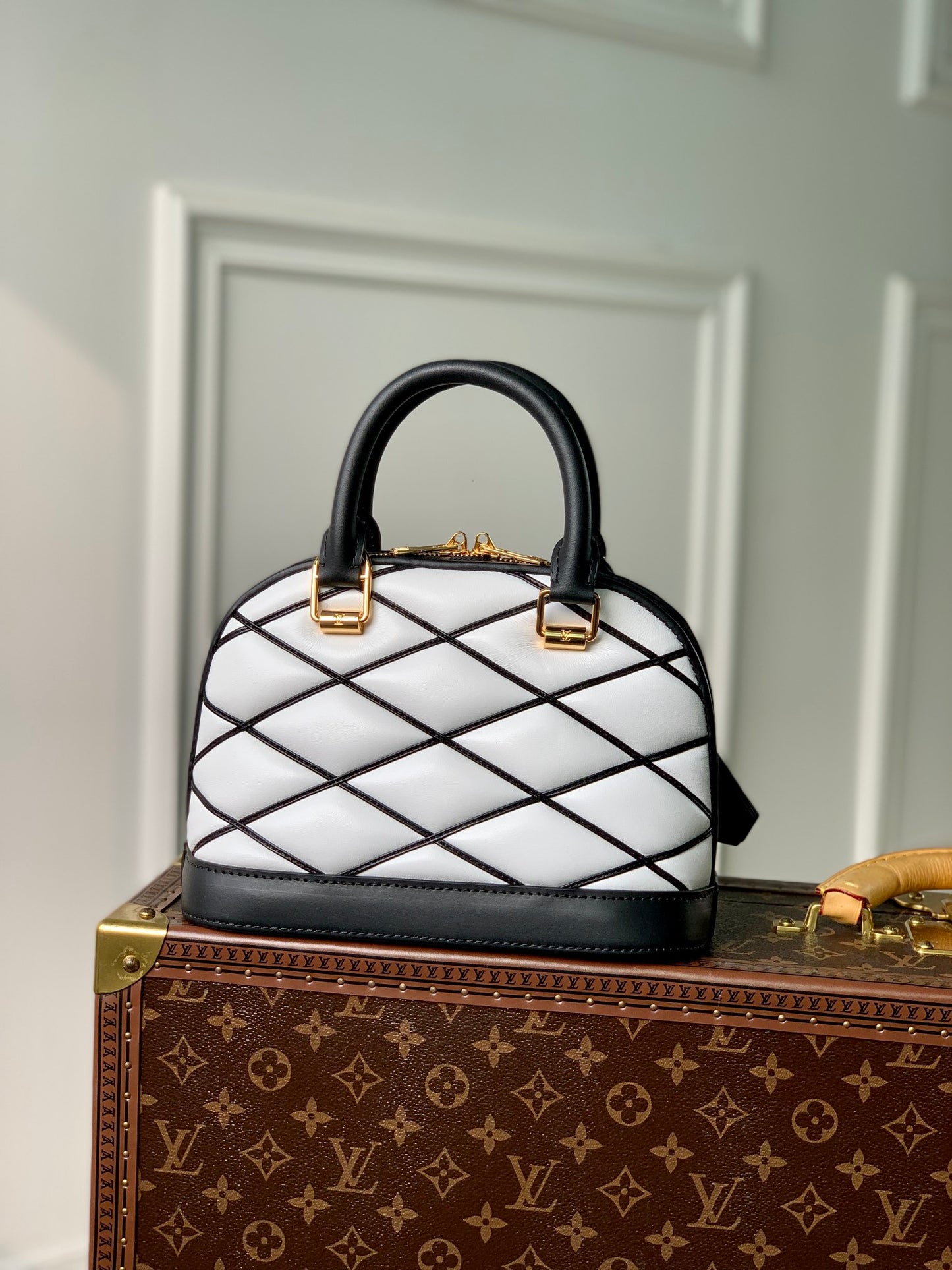 Louis Vuitton Alma BB Malletage Quilted Leather Handbag - Black &amp; White