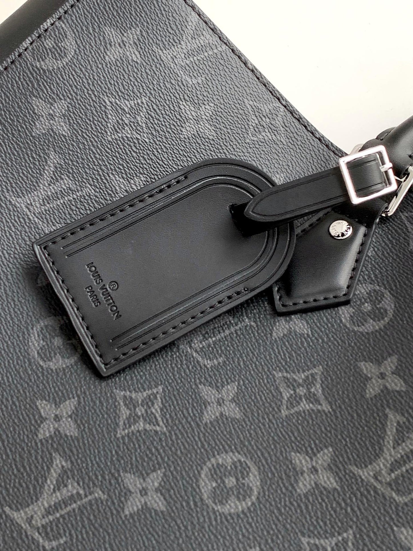 Louis Vuitton Structured Black Monogram Pattern Tote Bag with Top Handles