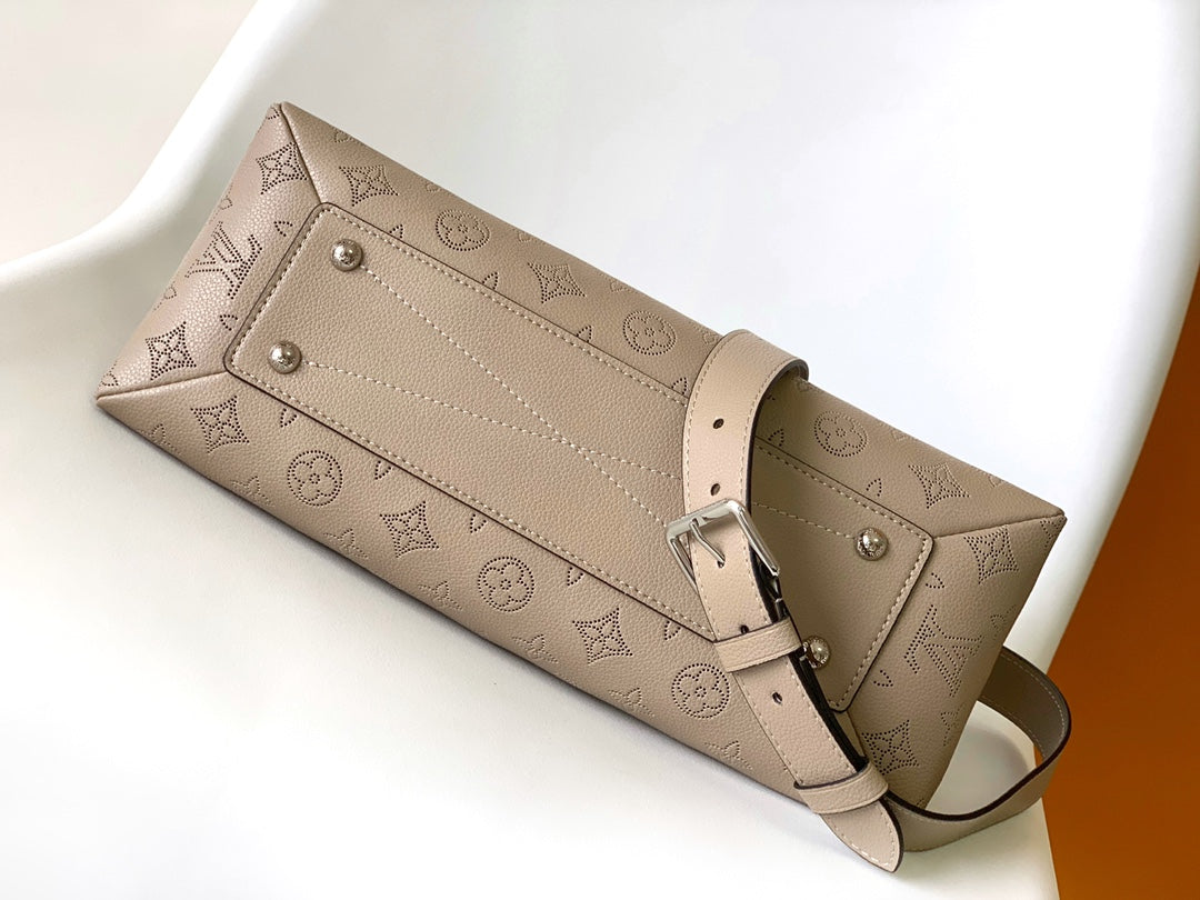 Louis Vuitton Taupe Monogram Embossed Leather Hobo Bag with Chain Strap