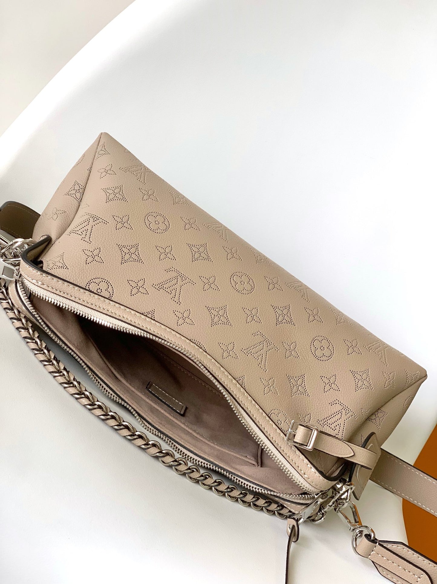 Louis Vuitton Taupe Monogram Embossed Leather Hobo Bag with Chain Strap