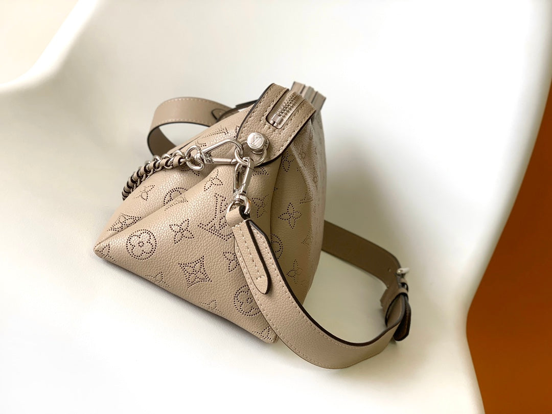Louis Vuitton Taupe Monogram Embossed Leather Hobo Bag with Chain Strap