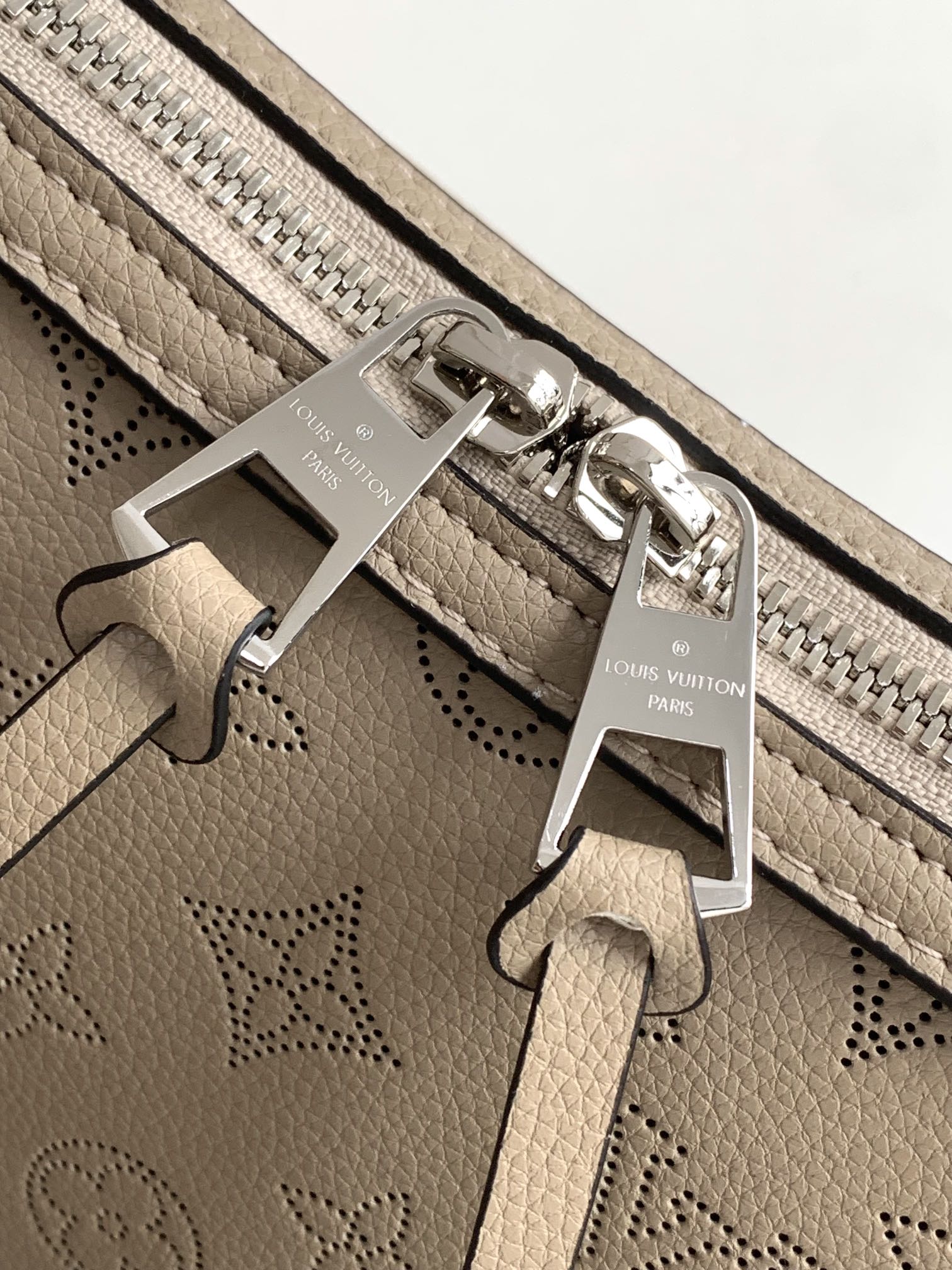 Louis Vuitton Taupe Monogram Embossed Leather Hobo Bag with Chain Strap