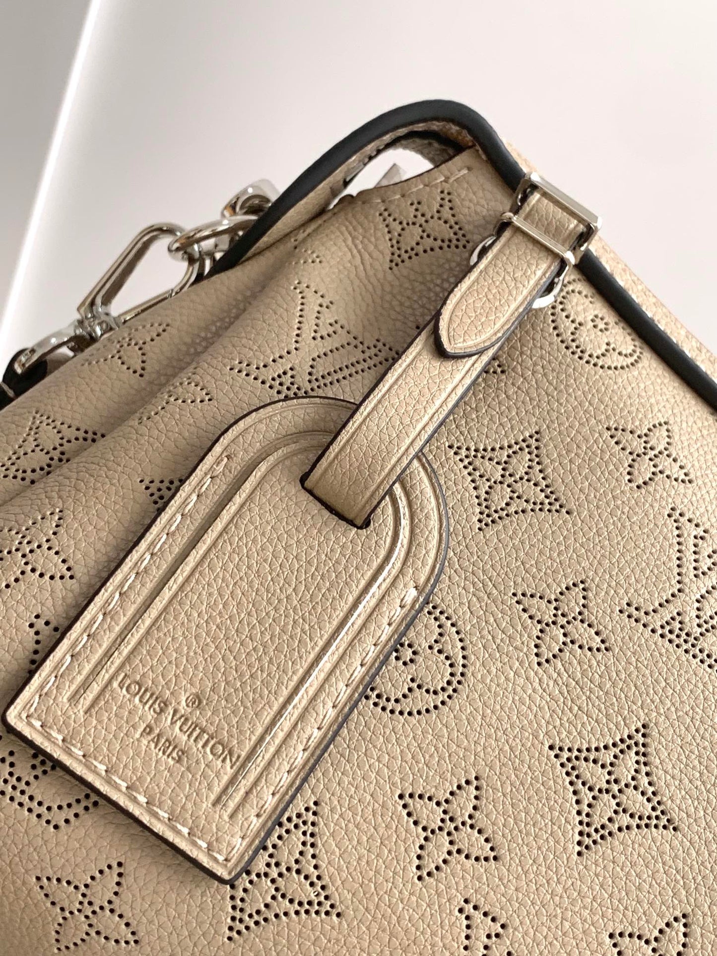 Louis Vuitton Taupe Monogram Embossed Leather Hobo Bag with Chain Strap