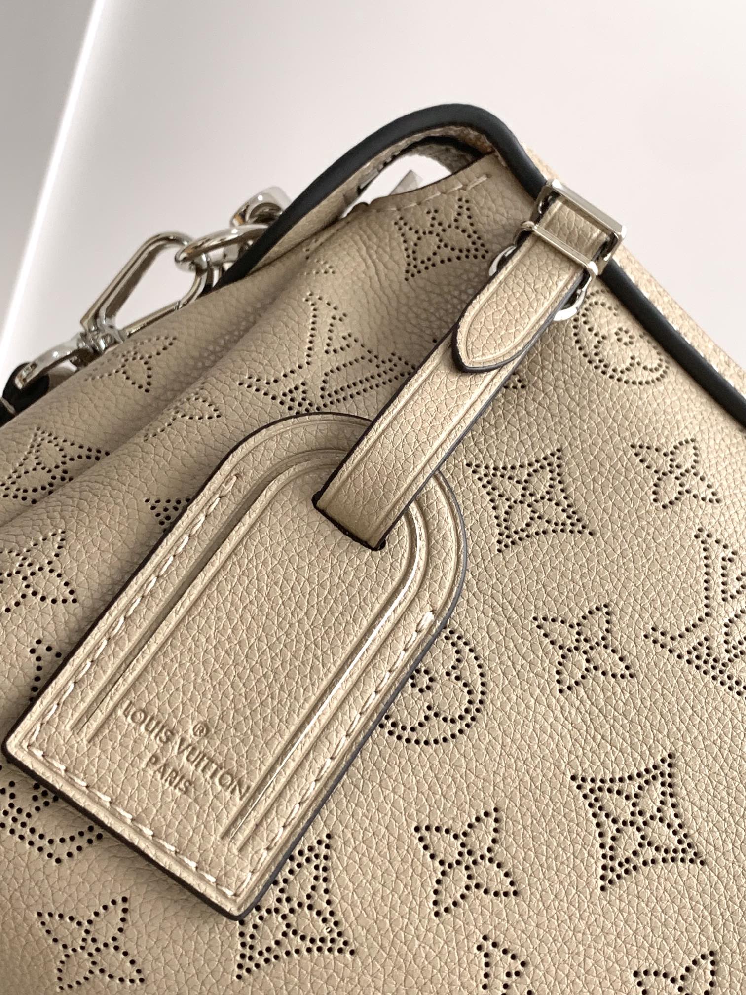 Louis Vuitton Taupe Monogram Embossed Leather Hobo Bag with Chain Strap