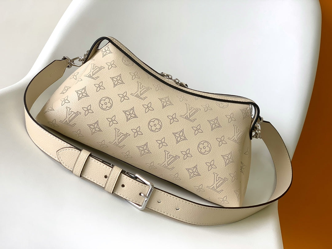 Louis Vuitton Beige Embossed Monogram Leather Shoulder Bag with Chain Strap