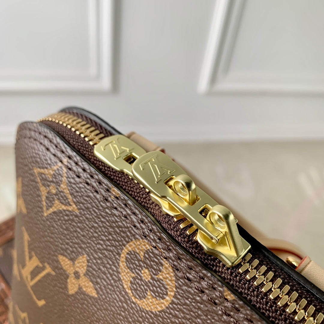 Louis Vuitton Classic Monogram Brown Canvas Mini Backpack with Leather Trim