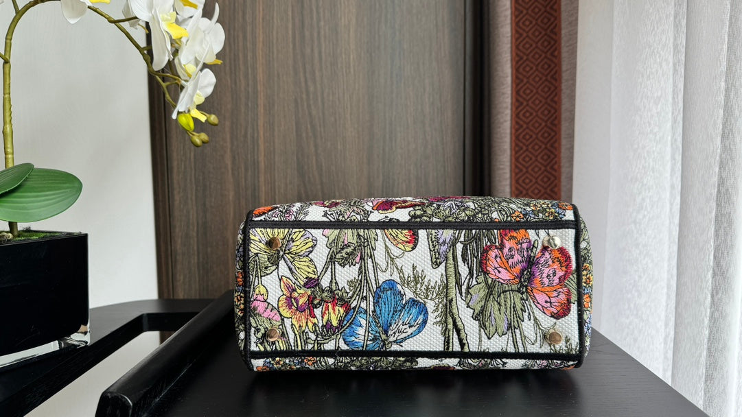Christian Dior Medium Lady D-Lite Bag with Butterfly Around the World Embroidery