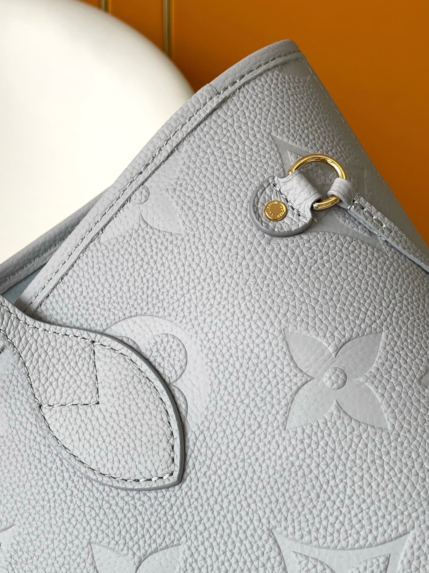 Louis Vuitton Light Blue Embossed Monogram Pattern Leather Tote Shoulder Bag
