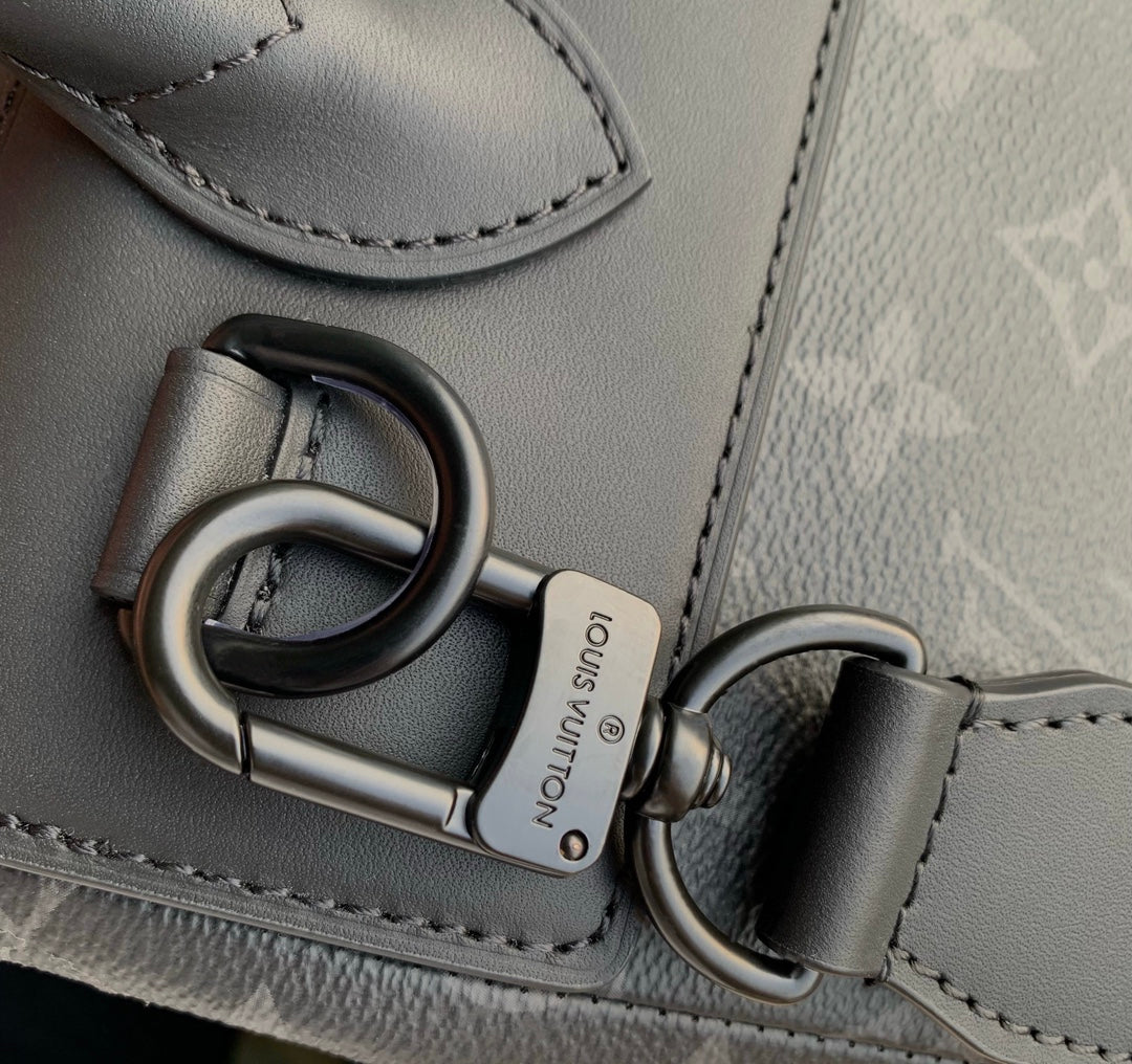 Louis Vuitton Black Monogram Pattern Canvas Crossbody Handbag with Top Handle