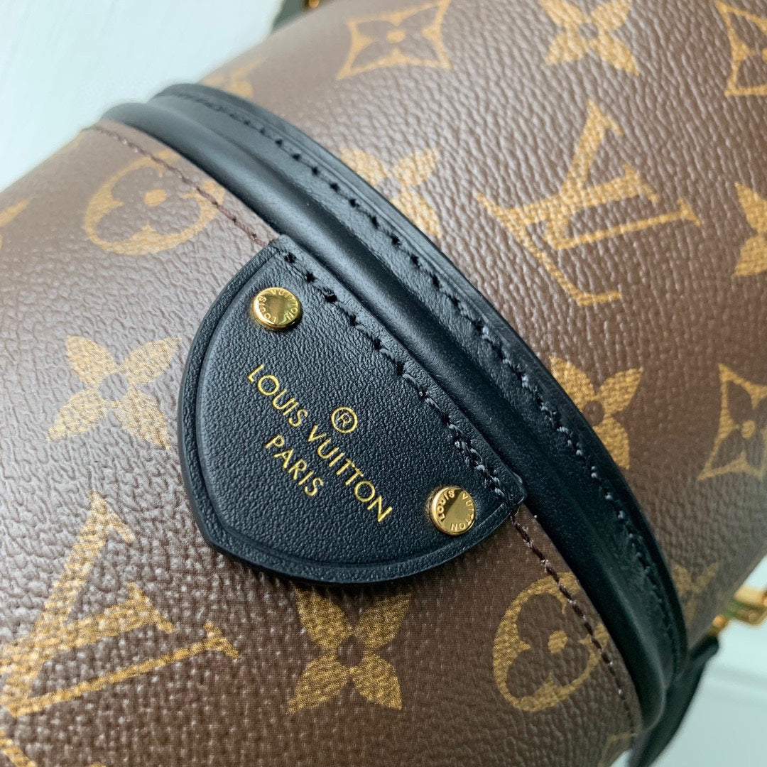 Louis Vuitton Luxury Monogram Drawstring Bucket Bag with Gold Chain and Leather Strap