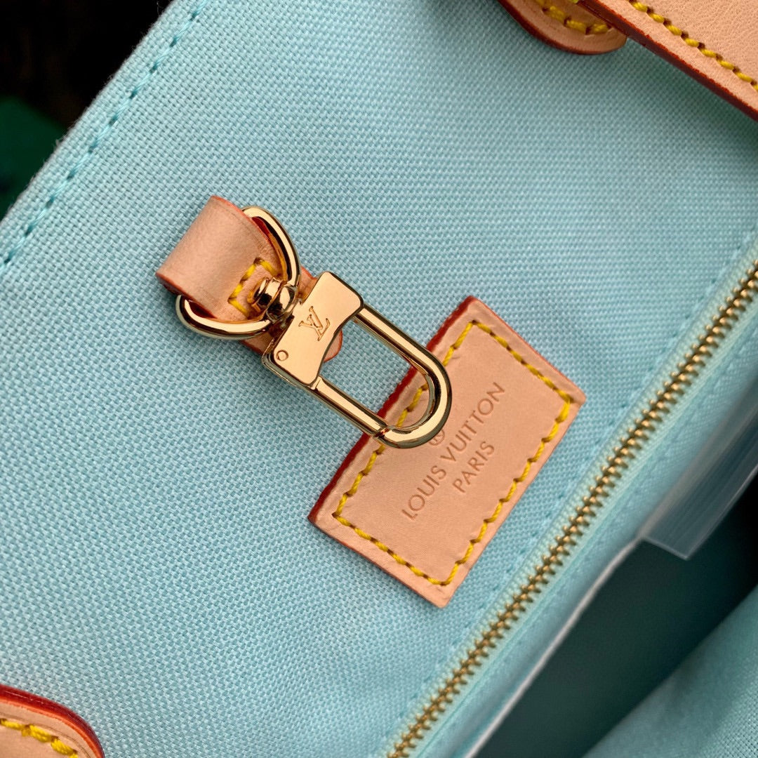 Louis Vuitton Pastel Checkered Pattern Canvas Tote Bag with Top Handles