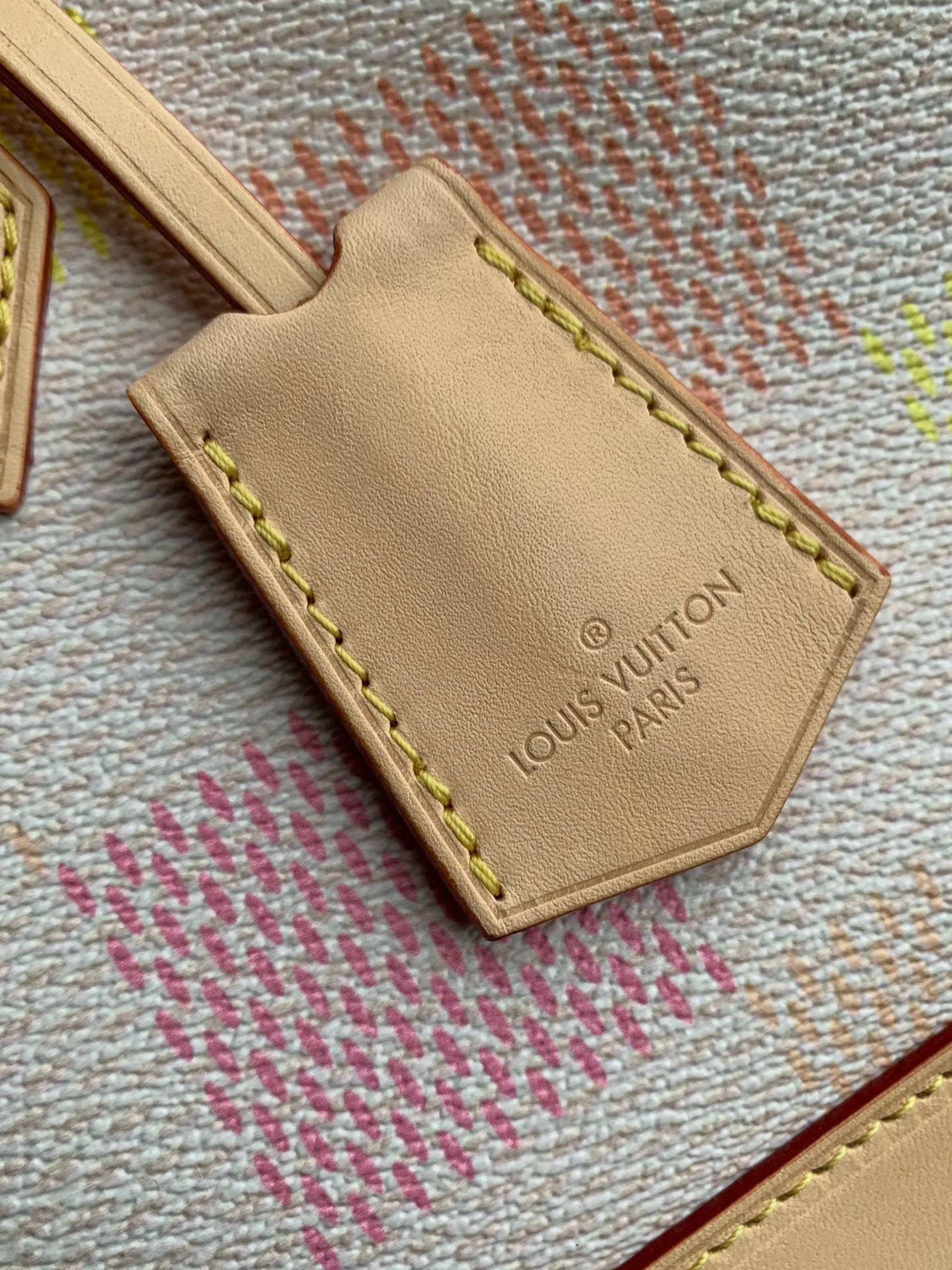 Louis Vuitton Elegant Pastel Checkered Dome Handbag with Leather Top Handle