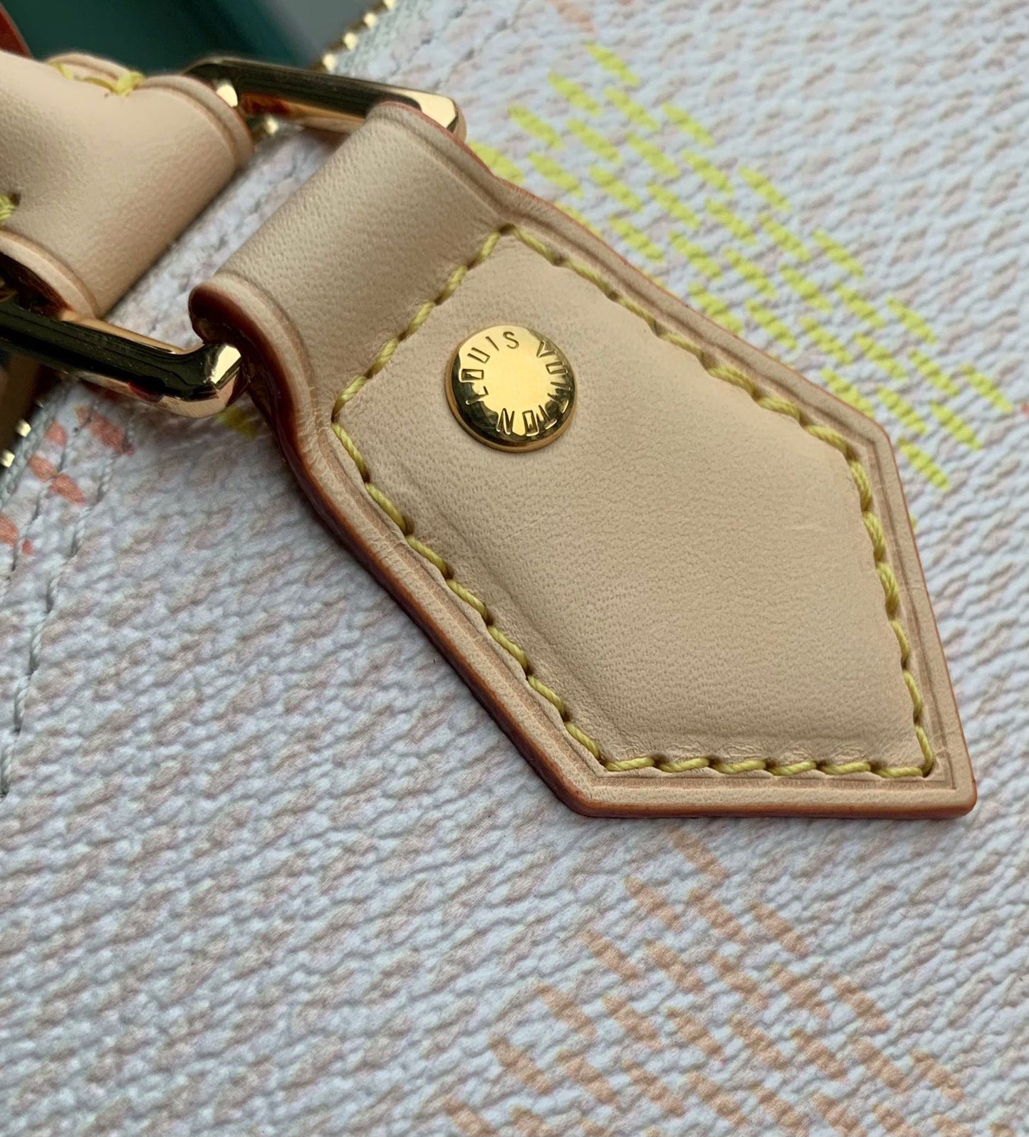 Louis Vuitton Elegant Pastel Checkered Dome Handbag with Leather Top Handle