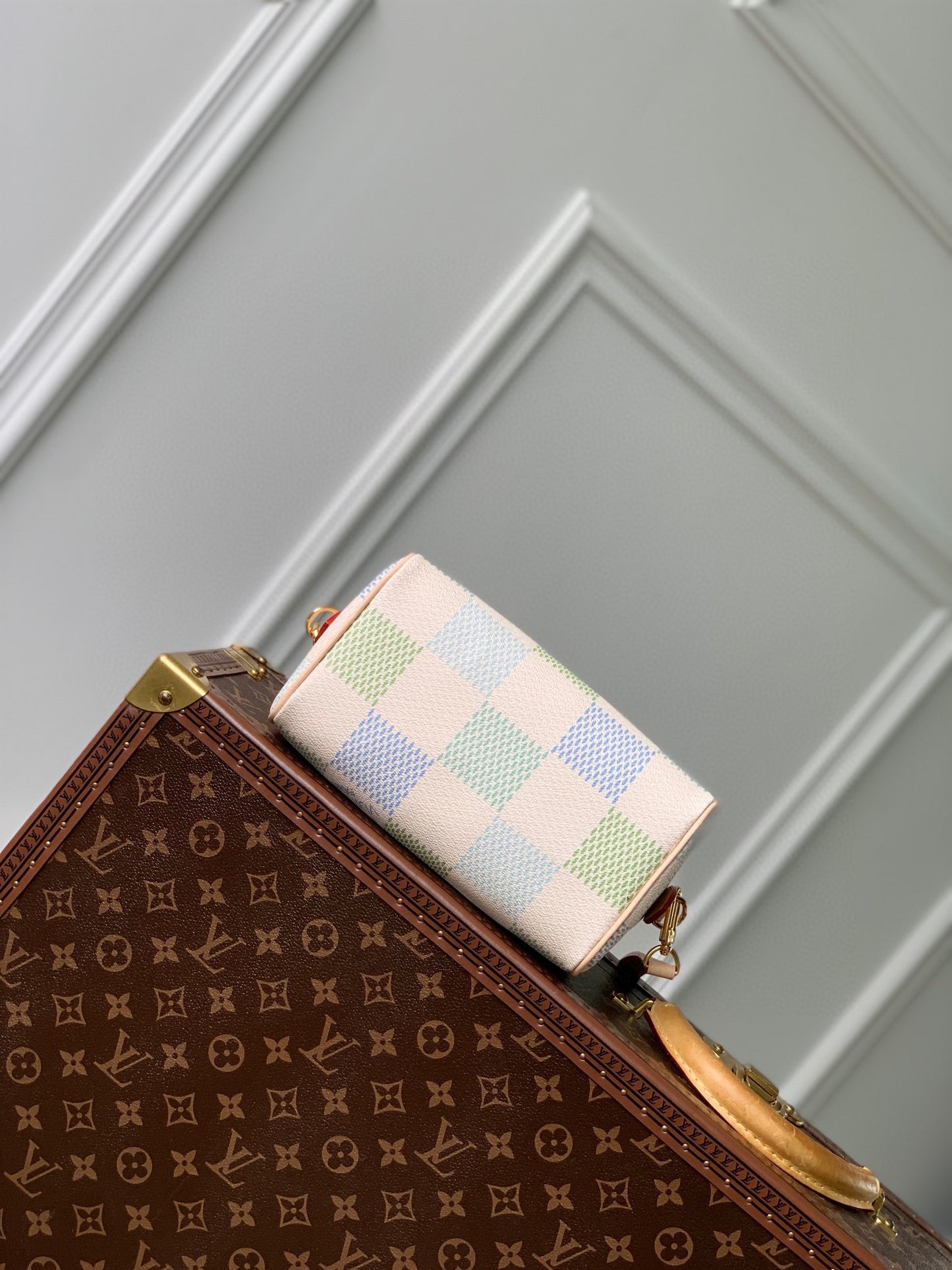 Louis Vuitton Nano Speedy Handbag - Pastel Damier Azur Canvas - Green &amp; Blue