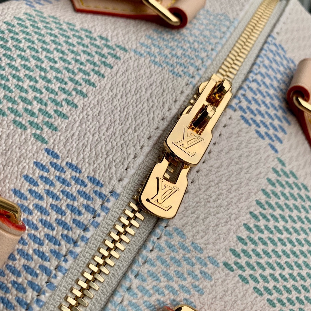 Louis Vuitton Mini Checkerboard Print Barrel Bag with Leather Top Handles