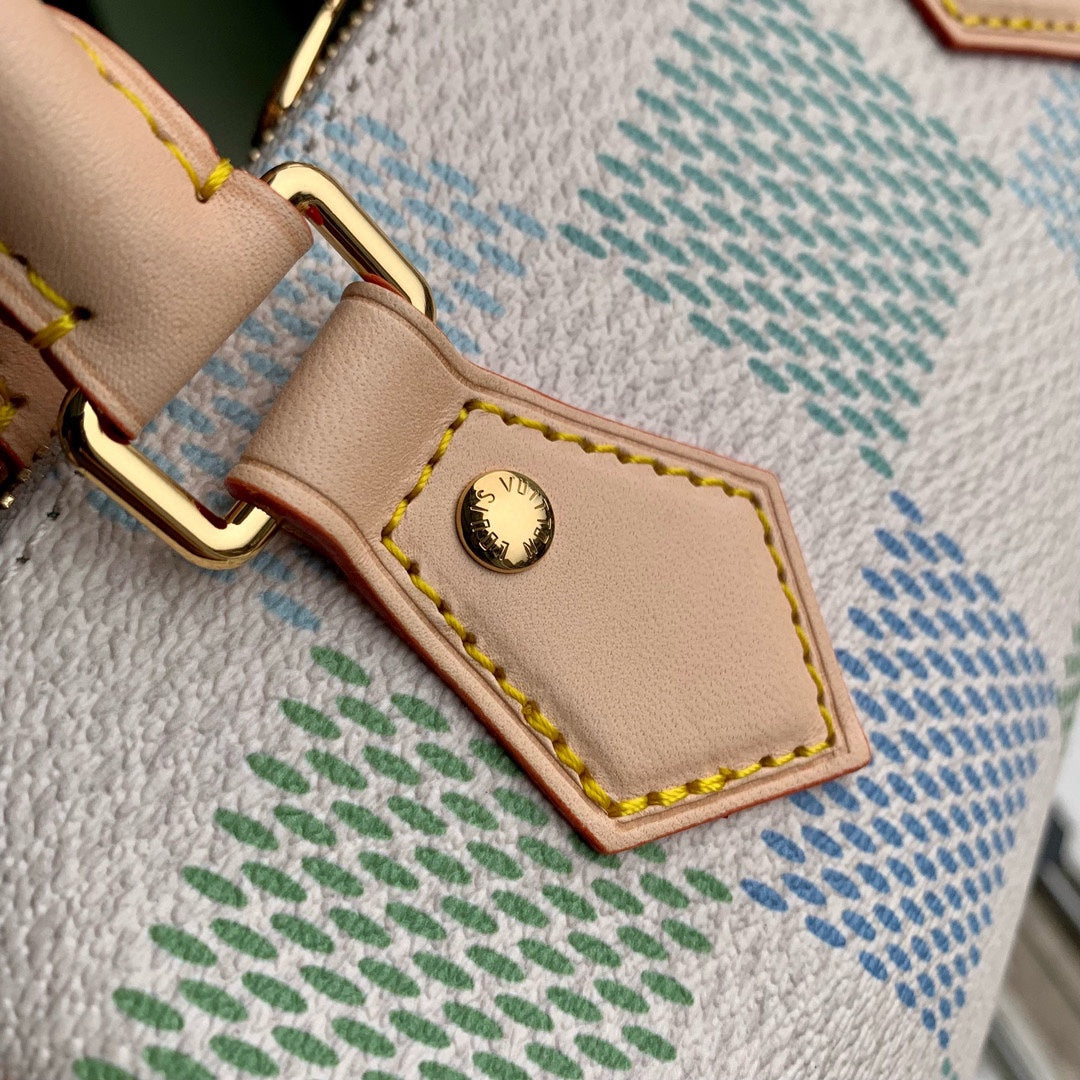 Louis Vuitton Nano Speedy Handbag - Pastel Damier Azur Canvas - Green &amp; Blue