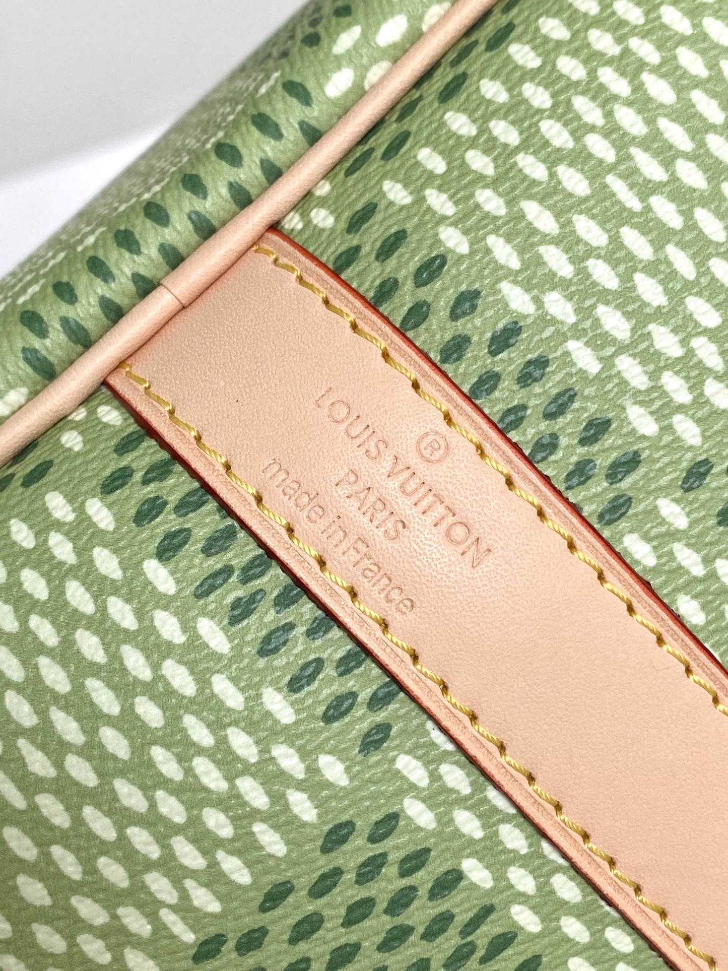 Louis Vuitton Classic Green Checkerboard Travel Duffle Bag with Leather Trim