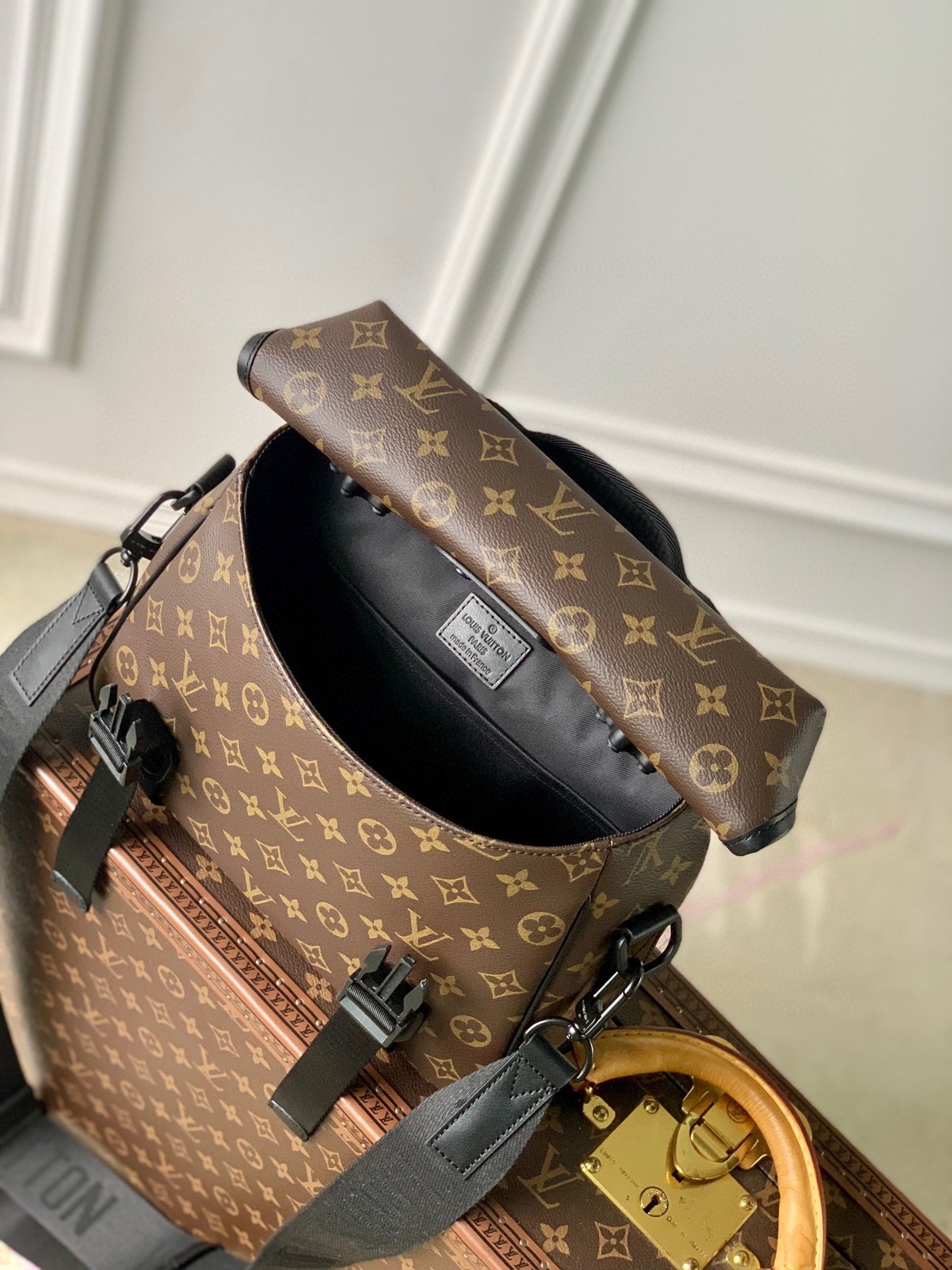 Louis Vuitton Brown Monogram Canvas Messenger Crossbody Bag with Buckles