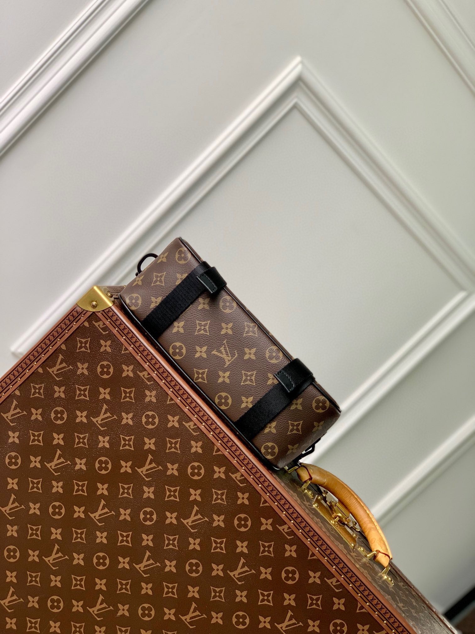 Louis Vuitton Brown Monogram Canvas Messenger Crossbody Bag with Buckles