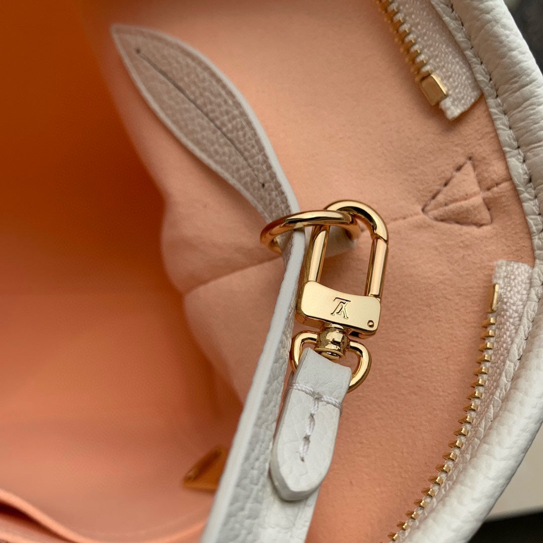 Louis Vuitton White and Pink Monogram Pattern Leather Shoulder Handbag