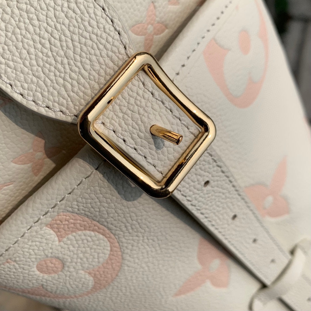 Louis Vuitton White and Pink Monogram Pattern Leather Shoulder Handbag
