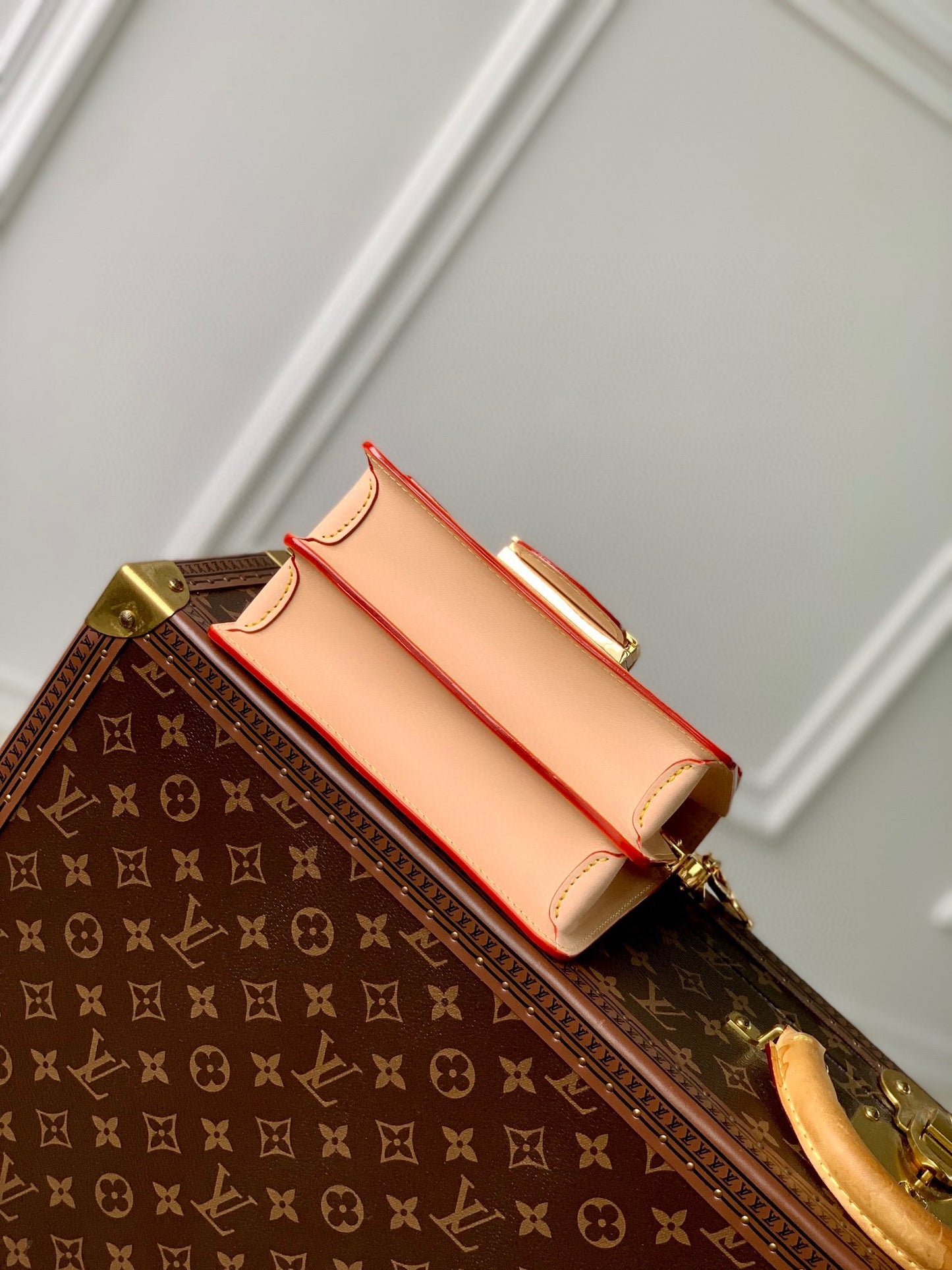 Louis Vuitton Structured Monogram Canvas Mini Flap Bag with Gold Chain Strap