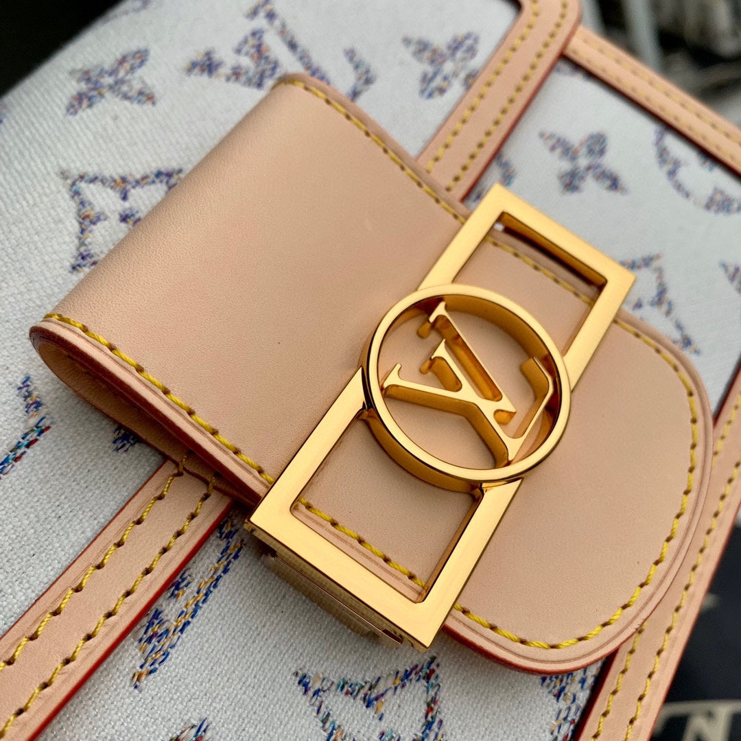 Louis Vuitton Structured Monogram Canvas Mini Flap Bag with Gold Chain Strap