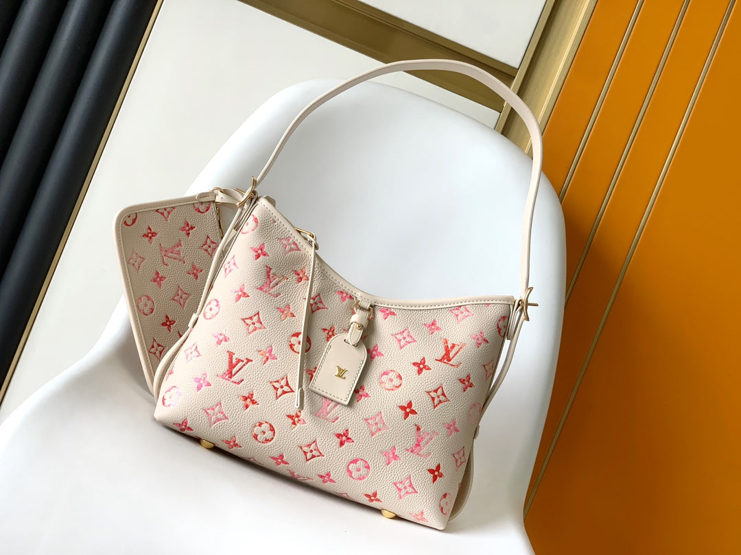 Louis Vuitton Elegant Pastel Pink Monogram Hobo Shoulder Bag for Women
