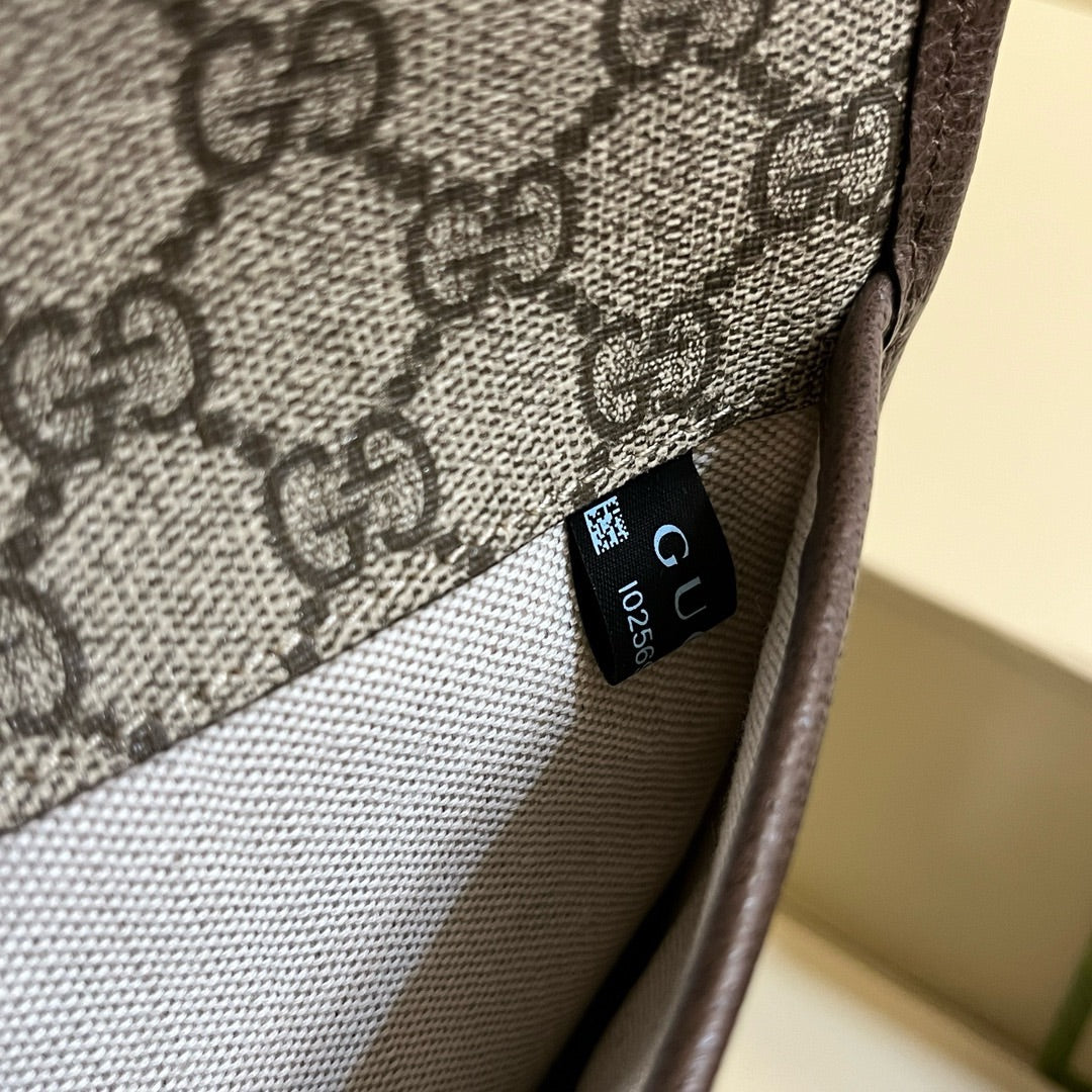 Gucci Vintage Monogram Canvas Belt Bag with Striped Webbing Strap