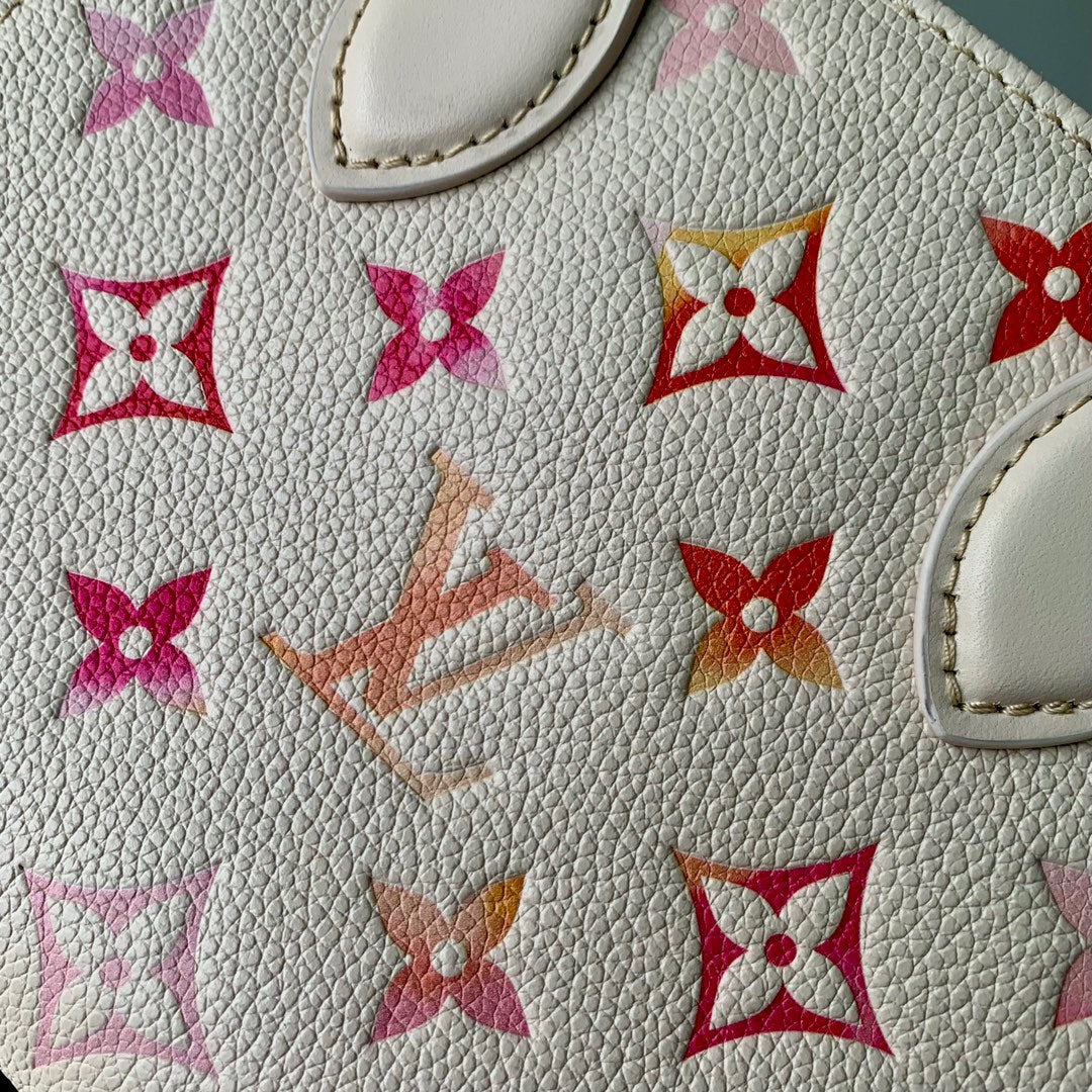 Louis Vuitton White Leather Mini Crossbody Tote Bag with Pink Gradient Pattern