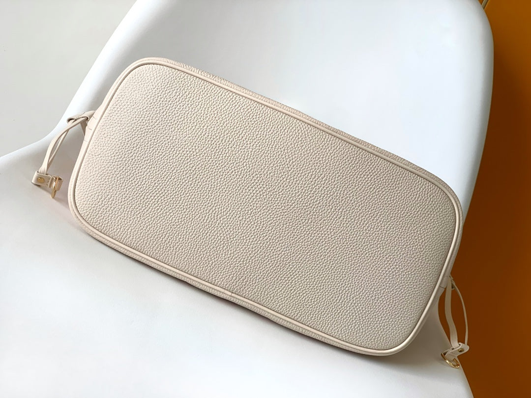 Louis Vuitton Cream Leather Tote Bag with Pink Gradient Monogram Pattern