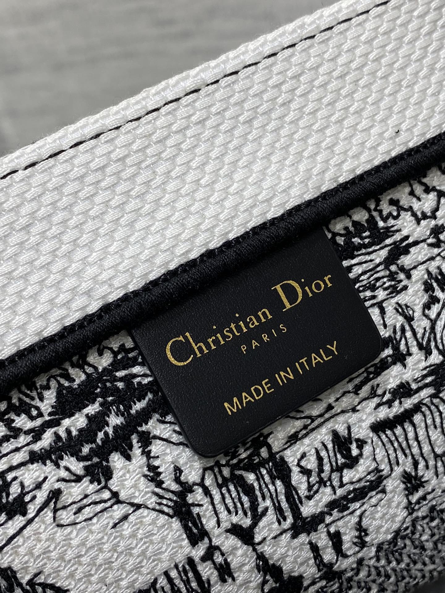 Dior Luxury Embroidered Black and White Paris City Print Canvas Tote Bag