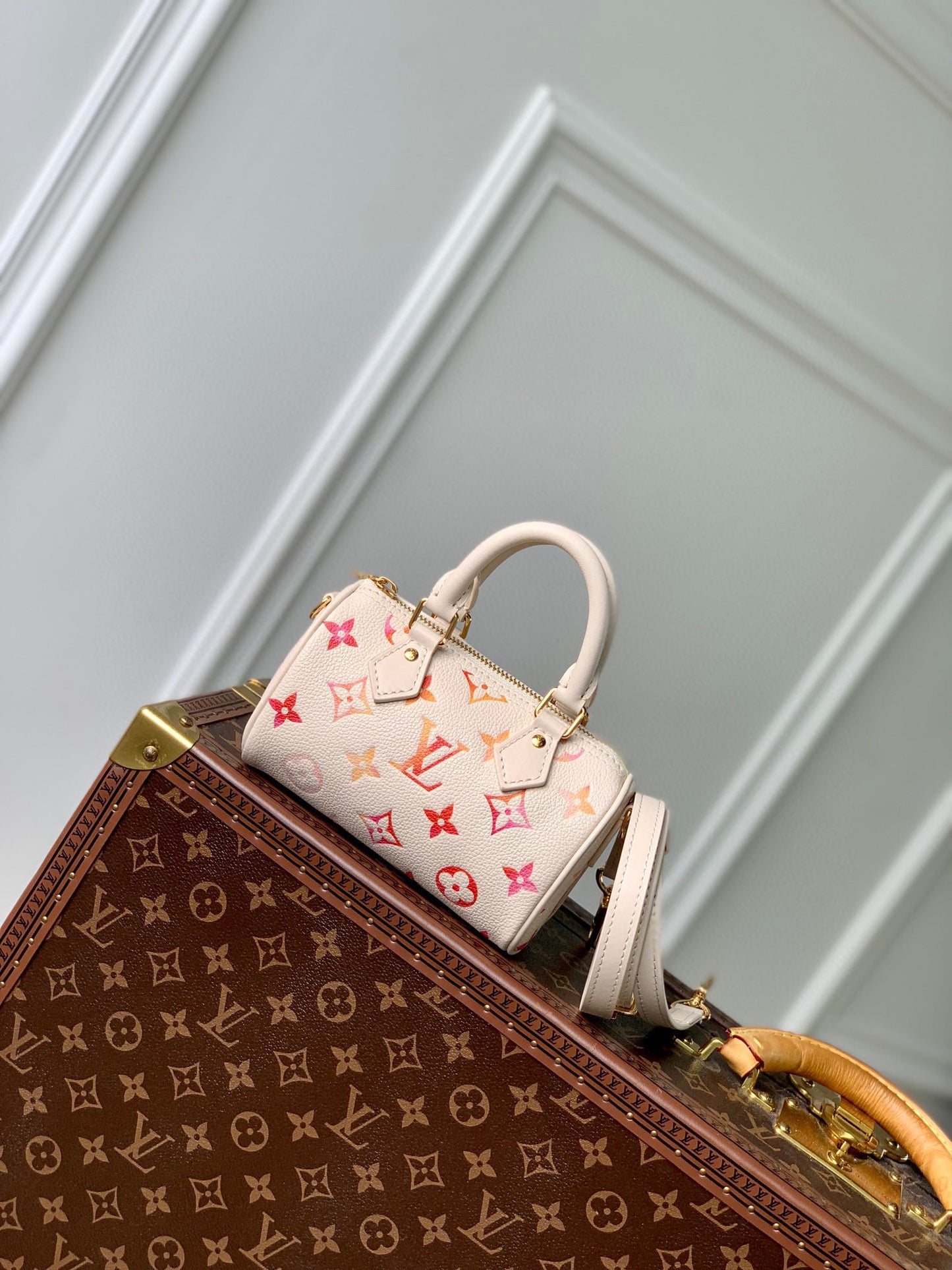 Louis Vuitton Chic White Multicolor Monogram Mini Crossbody Bag with Top Handles