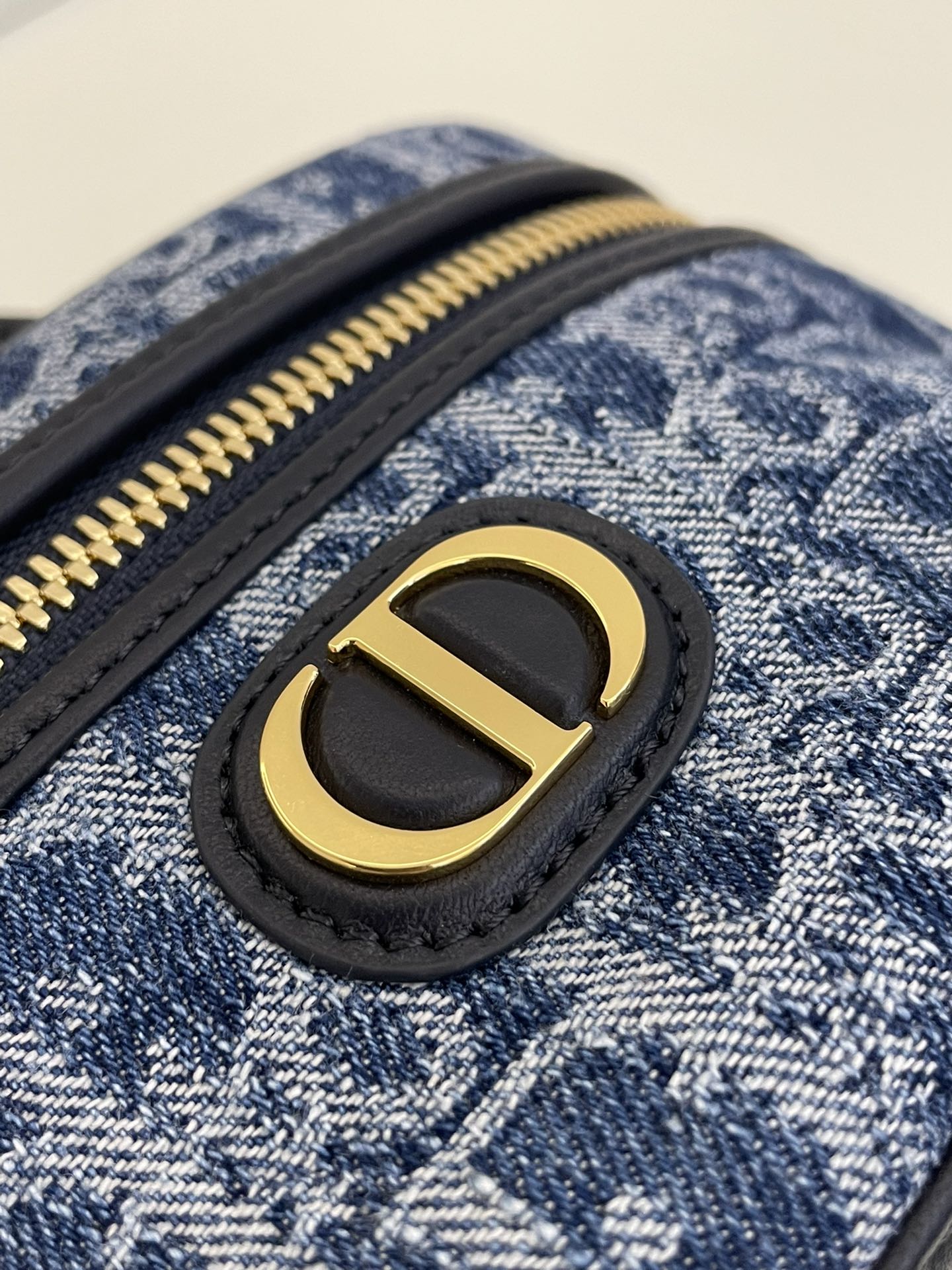 Dior Vintage Blue Monogram Vanity Case Crossbody Bag with Top Handle