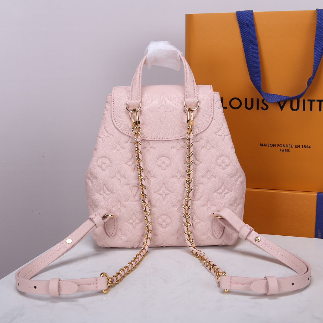 Louis Vuitton Pastel Pink Embossed Leather Mini Backpack with Chain Straps