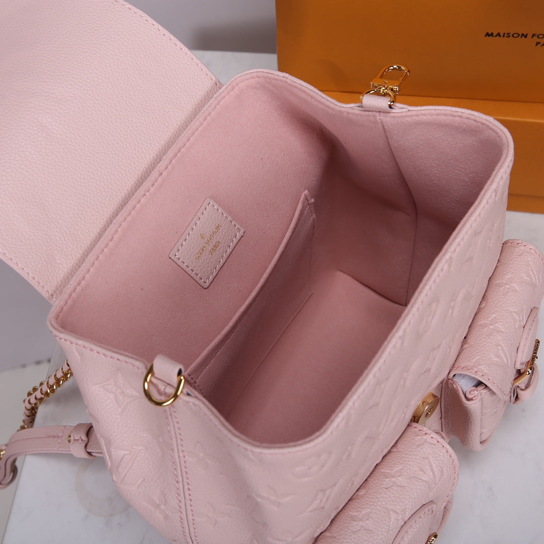Louis Vuitton Pastel Pink Embossed Leather Mini Backpack with Chain Straps