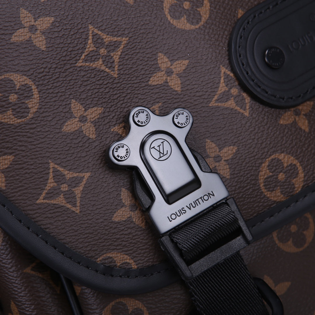 Louis Vuitton Brown Monogram Canvas Messenger Bag with Adjustable Strap and Buckles