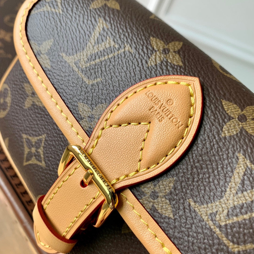 Louis Vuitton Classic Brown Monogram Canvas Mini Crossbody Bag with Leather Strap
