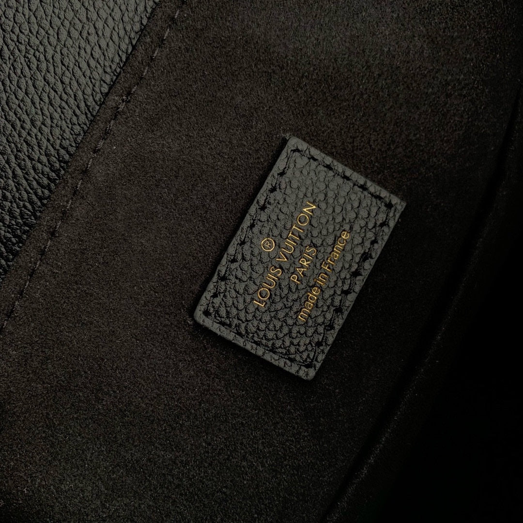 Louis Vuitton Black Embossed Leather Mini Backpack with Buckle Details