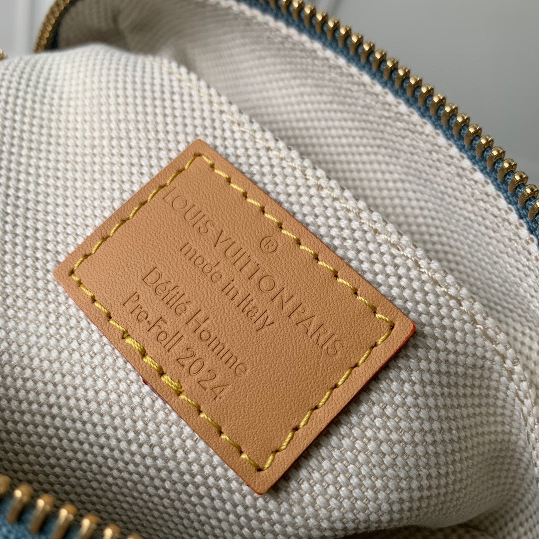 Louis Vuitton Blue Checkered Denim Mini Crossbody Bag with Leather Trim