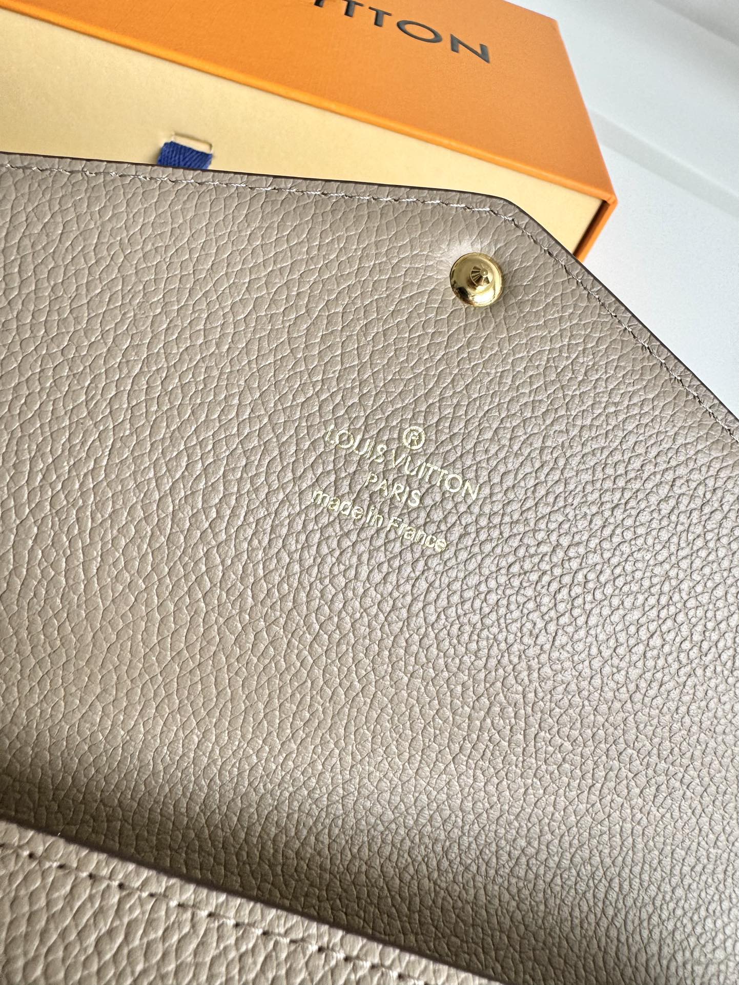 Louis Vuitton Taupe Embossed Leather Envelope Wallet with Snap Button Closure