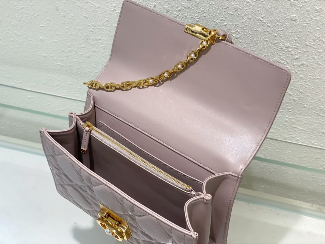 Miss Dior Top Handle Bag - Lilac Quilted Lambskin with Gold Hardware