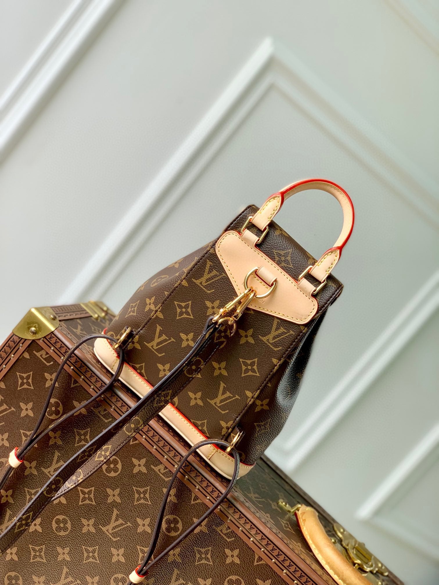 Louis Vuitton Vintage Brown Monogram Canvas Mini Backpack with Buckle