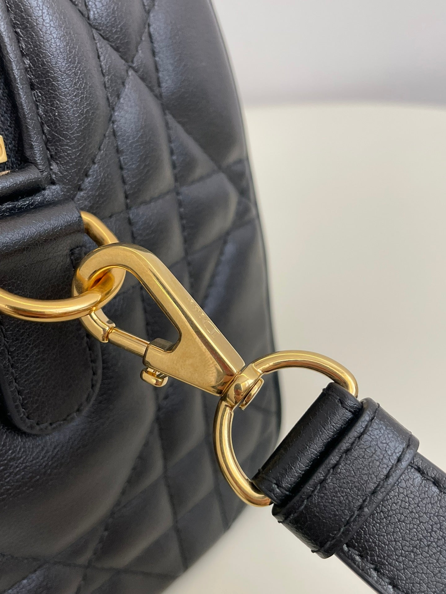 Dior Classic Black Quilted Leather Satchel Bag with Gold Hardware