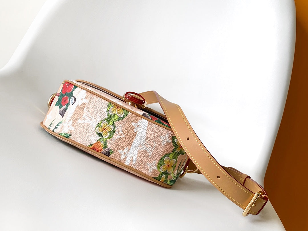 Louis Vuitton Tropical Palm Tree Floral Print Canvas Crossbody Saddle Bag