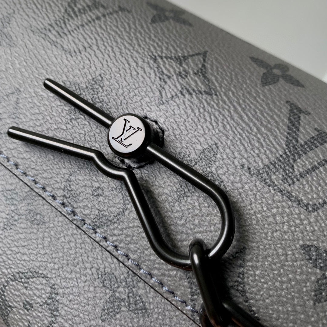 Louis Vuitton Grey Monogram Mini Trunk Crossbody Bag with Blue Accents