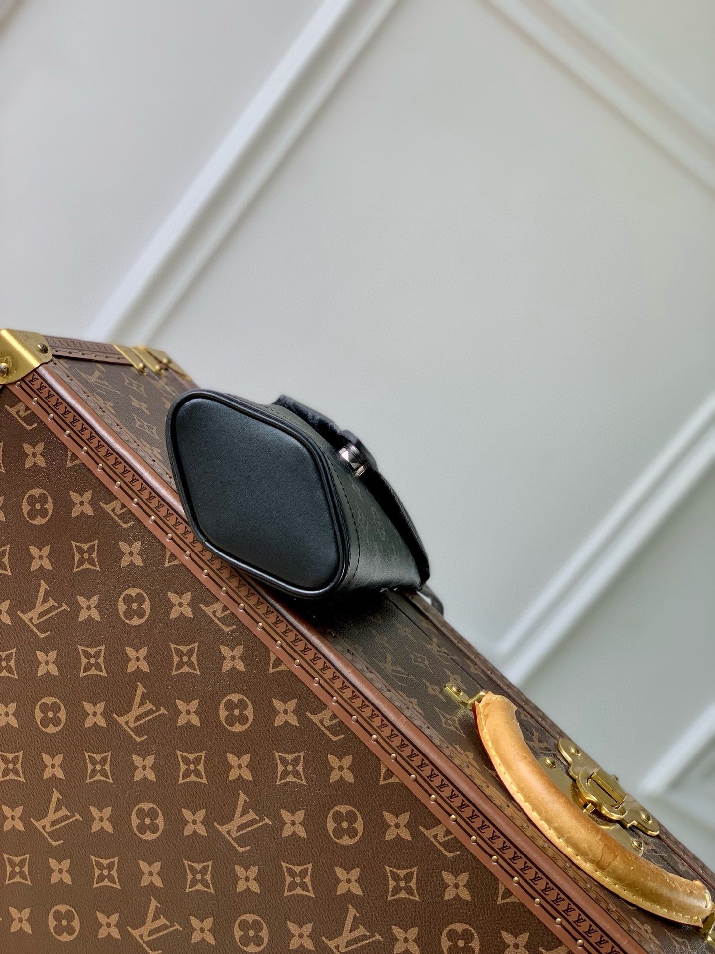 Louis Vuitton Black and Gray Monogram Pattern Mini Crossbody Bag with Flap
