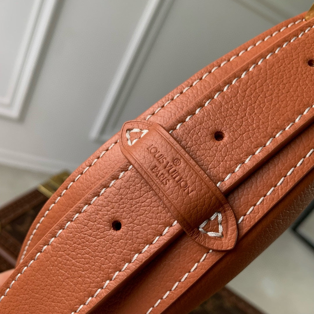Louis Vuitton Modern Brown Leather Crescent Waist Bag with Adjustable Strap