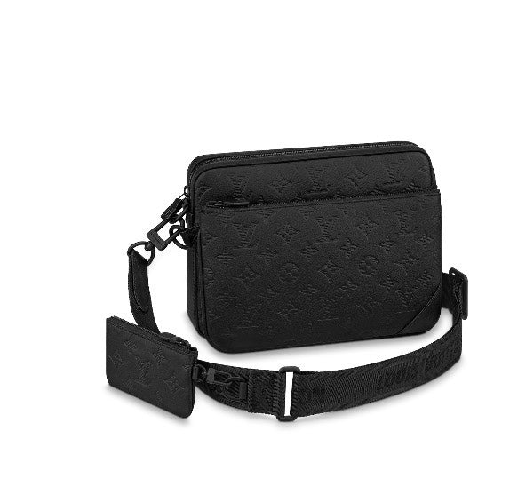 Louis Vuitton Black Textured Multi-Compartment Crossbody Bag with Strap Pouch