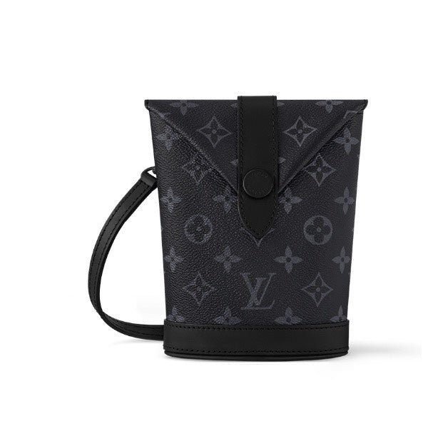 Louis Vuitton Black and Gray Monogram Pattern Mini Crossbody Bag with Flap